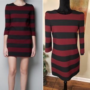 Zara Burgundy Black Striped Pippa Middleton Dress